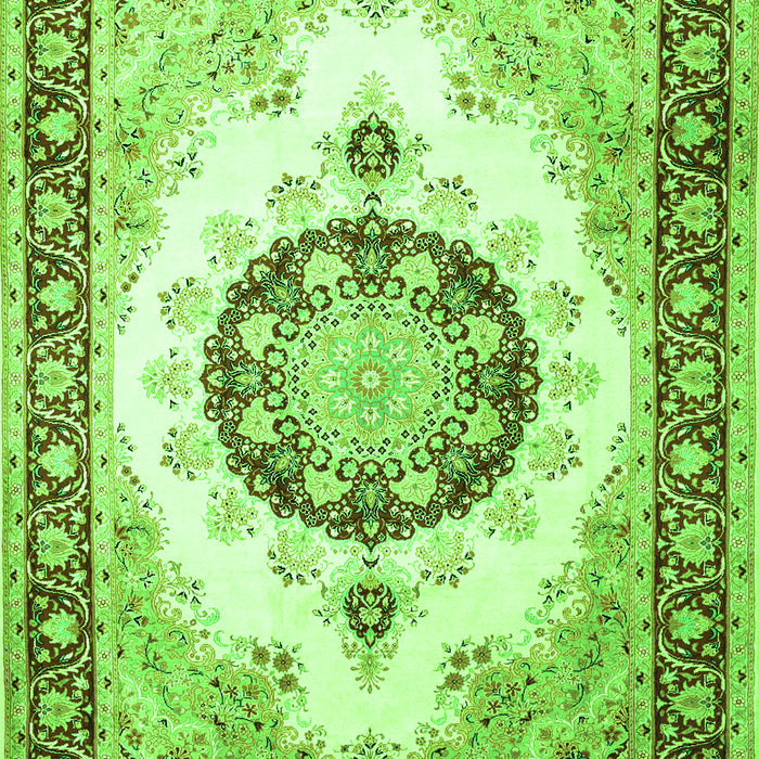 Serging Thickness of Machine Washable Medallion Green Traditional Area Rugs, wshtr1547grn