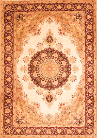 Medallion Orange Traditional Rug, tr1547org