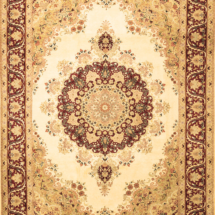 Machine Washable Medallion Brown Traditional Rug, wshtr1547brn