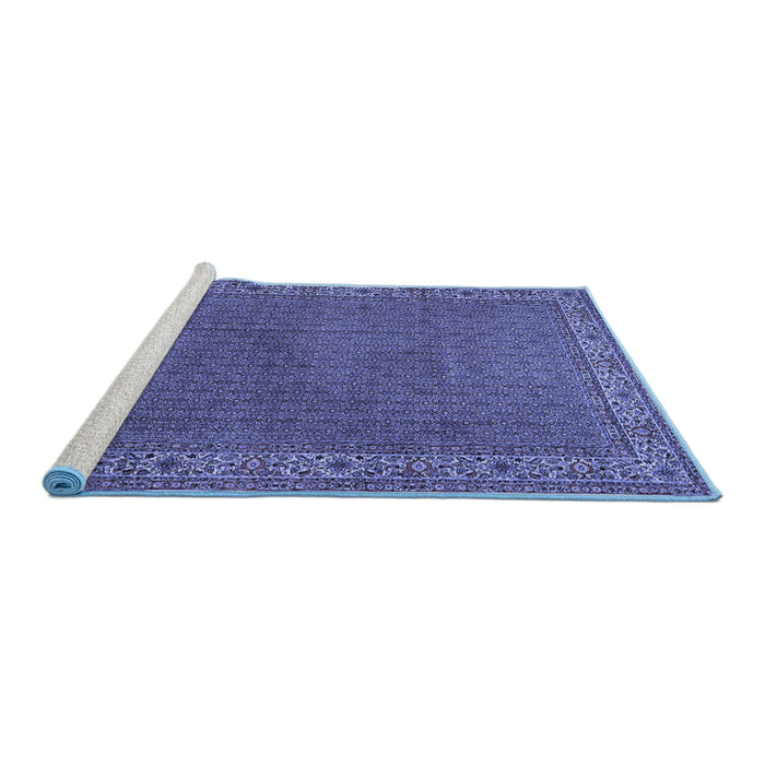 Sideview of Machine Washable Persian Blue Traditional Rug, wshtr1548blu