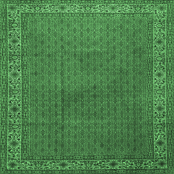 Square Persian Emerald Green Traditional Rug, tr1548emgrn