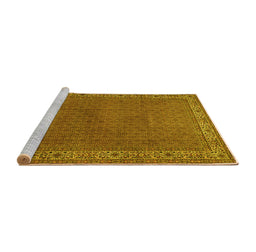 Sideview of Machine Washable Persian Yellow Traditional Rug, wshtr1548yw
