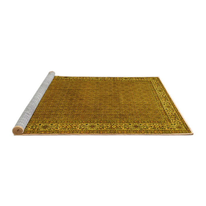 Sideview of Machine Washable Persian Yellow Traditional Rug, wshtr1548yw