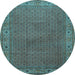 Round Persian Light Blue Traditional Rug, tr1548lblu