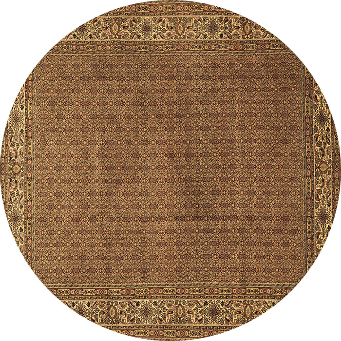 Round Machine Washable Persian Brown Traditional Rug, wshtr1548brn