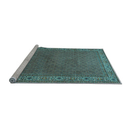 Sideview of Machine Washable Persian Light Blue Traditional Rug, wshtr1548lblu