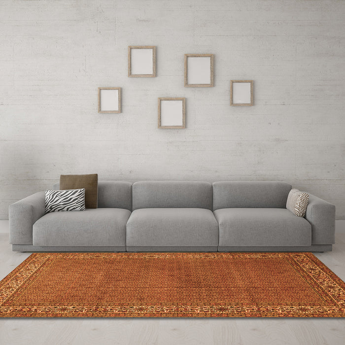 Machine Washable Persian Orange Traditional Area Rugs in a Living Room, wshtr1548org