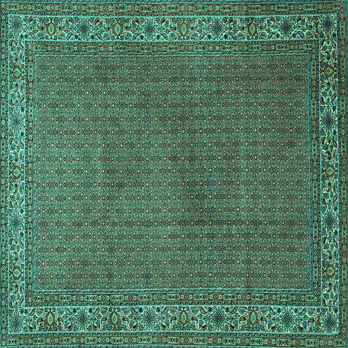 Square Machine Washable Persian Turquoise Traditional Area Rugs, wshtr1548turq