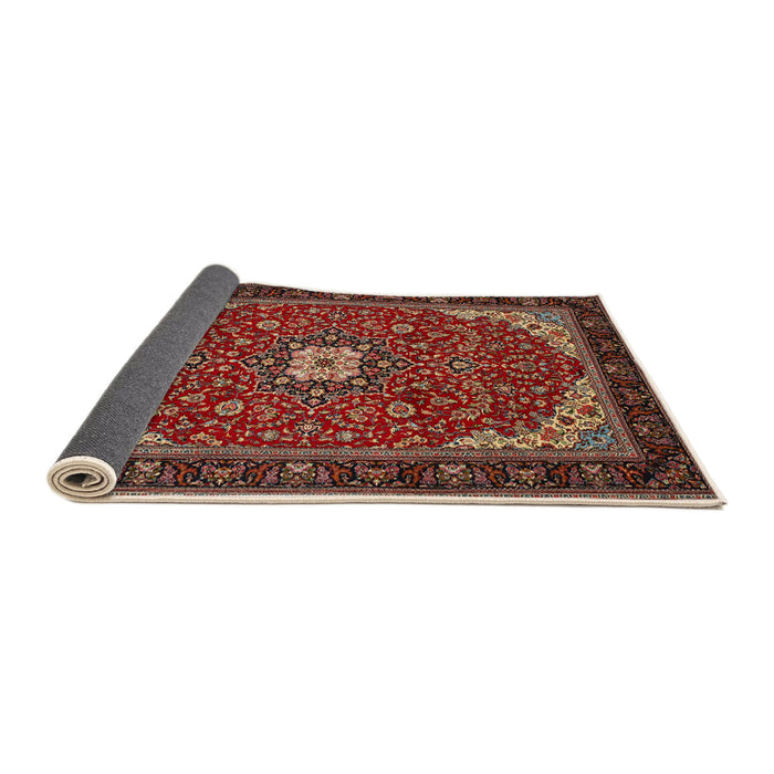 Sideview of Traditional Orange Salmon Pink Medallion Rug, tr1549