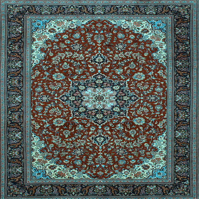 Square Medallion Light Blue Traditional Rug, tr1549lblu