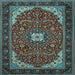 Square Medallion Light Blue Traditional Rug, tr1549lblu