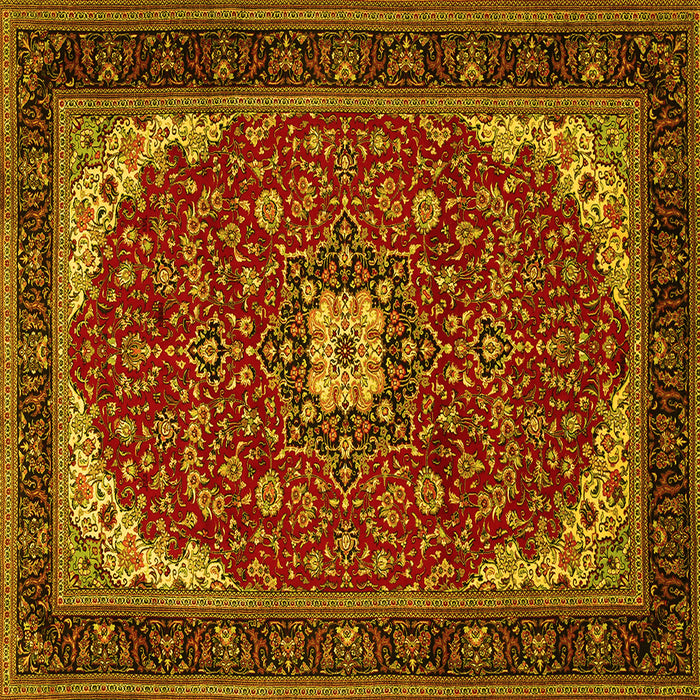 Square Medallion Yellow Traditional Rug, tr1549yw