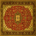 Square Medallion Yellow Traditional Rug, tr1549yw