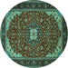 Round Medallion Turquoise Traditional Rug, tr1549turq