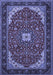 Machine Washable Medallion Blue Traditional Rug, wshtr1549blu