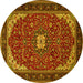 Round Medallion Yellow Traditional Rug, tr1549yw