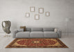 Machine Washable Medallion Brown Traditional Rug in a Living Room,, wshtr1549brn