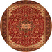 Square Medallion Orange Traditional Rug, tr1549org