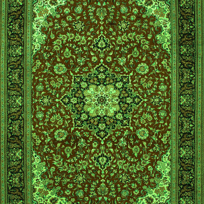 Serging Thickness of Machine Washable Medallion Green Traditional Area Rugs, wshtr1549grn