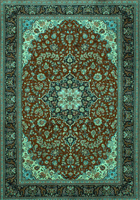 Medallion Turquoise Traditional Rug, tr1549turq