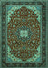 Medallion Turquoise Traditional Rug, tr1549turq