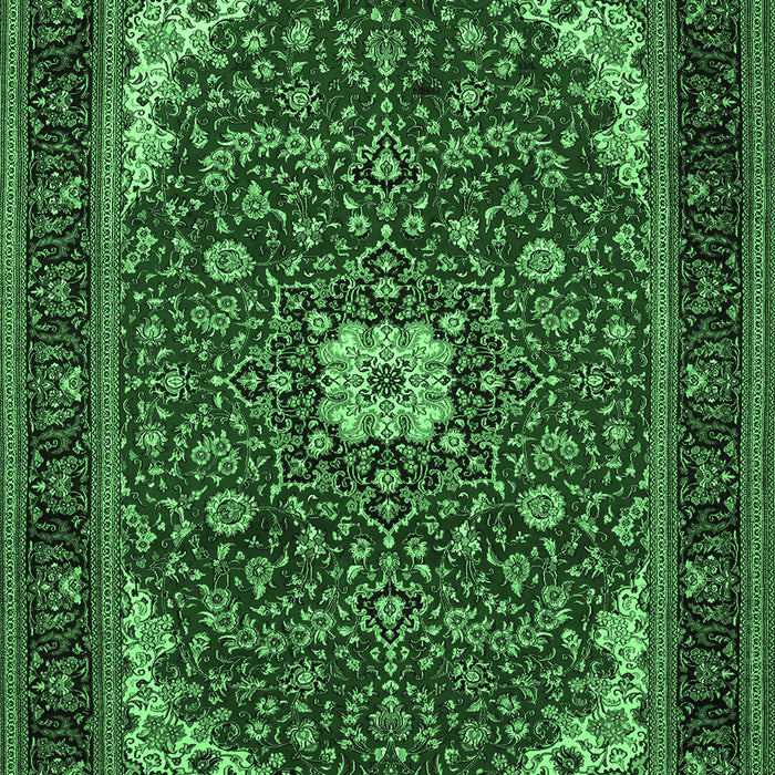 Machine Washable Medallion Emerald Green Traditional Area Rugs, wshtr1549emgrn