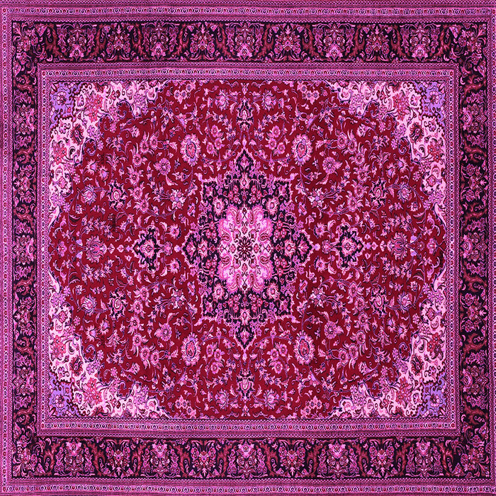 Square Machine Washable Medallion Pink Traditional Rug, wshtr1549pnk