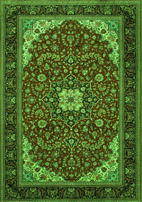 Medallion Green Traditional Rug, tr1549grn