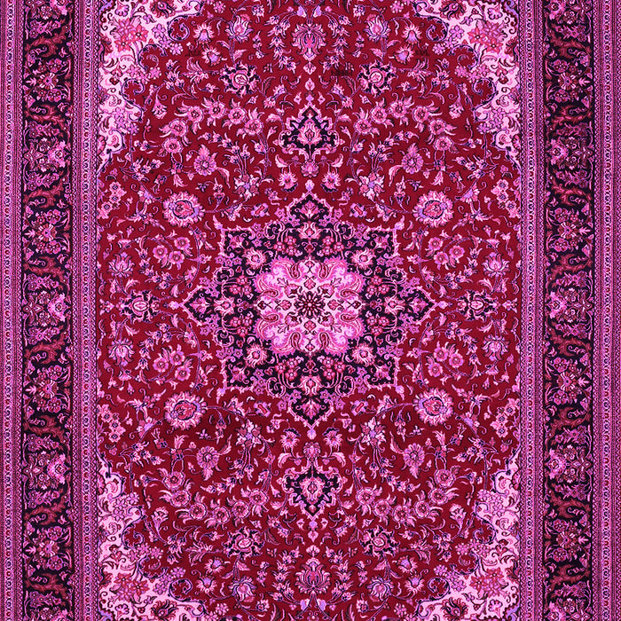 Machine Washable Medallion Pink Traditional Rug, wshtr1549pnk