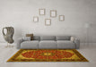 Machine Washable Medallion Yellow Traditional Rug in a Living Room, wshtr1549yw