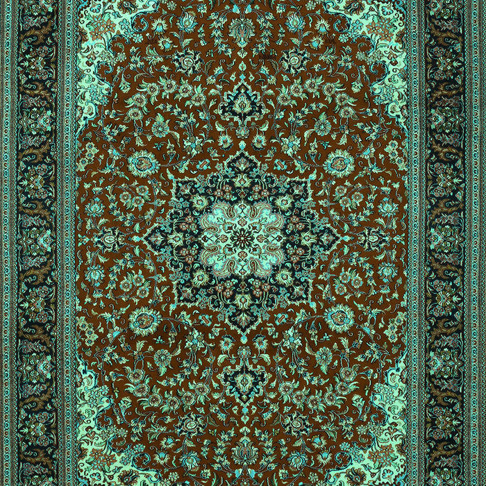 Machine Washable Medallion Turquoise Traditional Area Rugs, wshtr1549turq