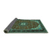 Sideview of Medallion Turquoise Traditional Rug, tr1549turq