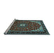 Sideview of Machine Washable Medallion Light Blue Traditional Rug, wshtr1549lblu