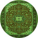 Square Medallion Green Traditional Rug, tr1549grn