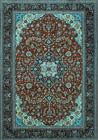 Medallion Light Blue Traditional Rug, tr1549lblu