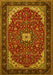 Machine Washable Medallion Yellow Traditional Rug, wshtr1549yw