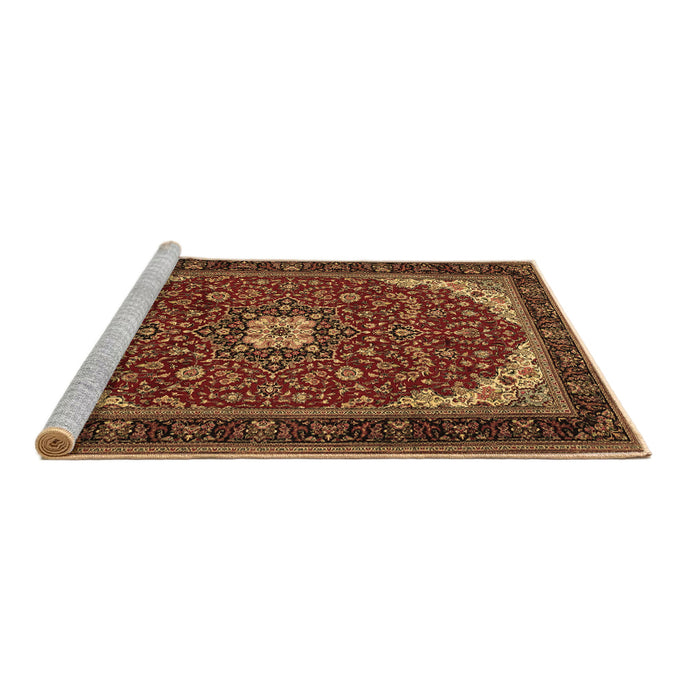 Sideview of Machine Washable Medallion Brown Traditional Rug, wshtr1549brn
