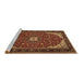 Sideview of Machine Washable Medallion Brown Traditional Rug, wshtr1549brn