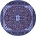 Round Medallion Blue Traditional Rug, tr1549blu