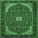 Square Medallion Emerald Green Traditional Rug, tr1549emgrn