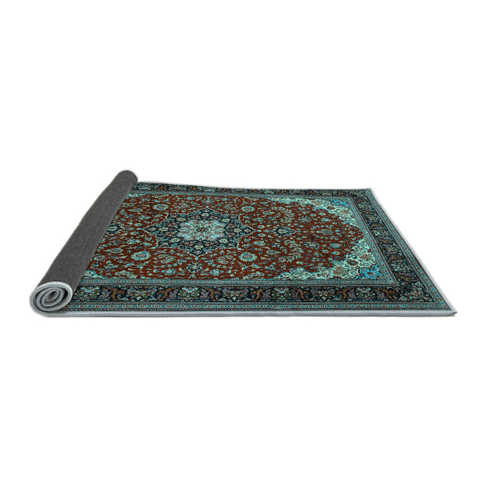 Sideview of Medallion Light Blue Traditional Rug, tr1549lblu