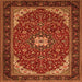 Serging Thickness of Medallion Orange Traditional Rug, tr1549org