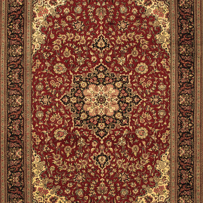 Machine Washable Medallion Brown Traditional Rug, wshtr1549brn