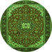 Machine Washable Medallion Green Traditional Area Rugs, wshtr1549grn