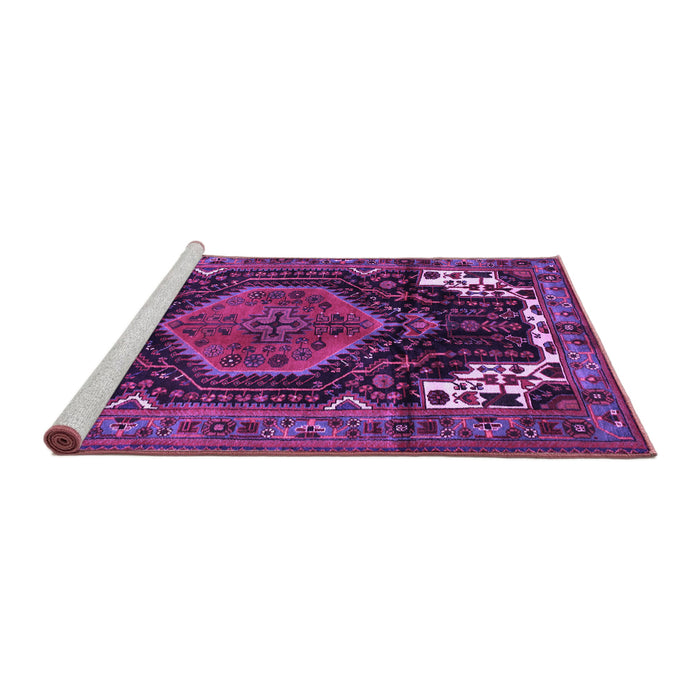 Sideview of Machine Washable Persian Purple Traditional Area Rugs, wshtr154pur