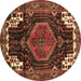 Round Machine Washable Persian Brown Traditional Rug, wshtr154brn