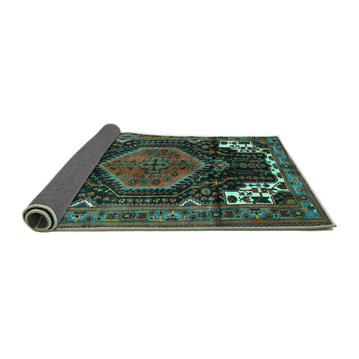 Sideview of Persian Turquoise Traditional Rug, tr154turq