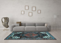 Machine Washable Persian Light Blue Traditional Rug, wshtr154lblu