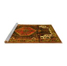 Sideview of Machine Washable Persian Yellow Traditional Rug, wshtr154yw
