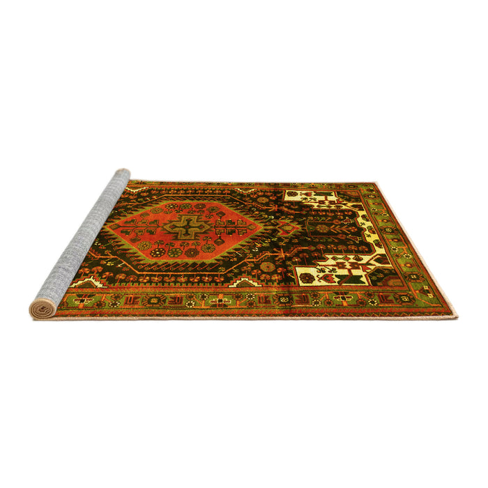 Sideview of Machine Washable Persian Yellow Traditional Rug, wshtr154yw